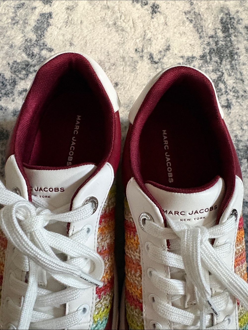 Marc Jacobs Rainbow Knit Sneakers with Burgundy Trim - Picture 7 of 7